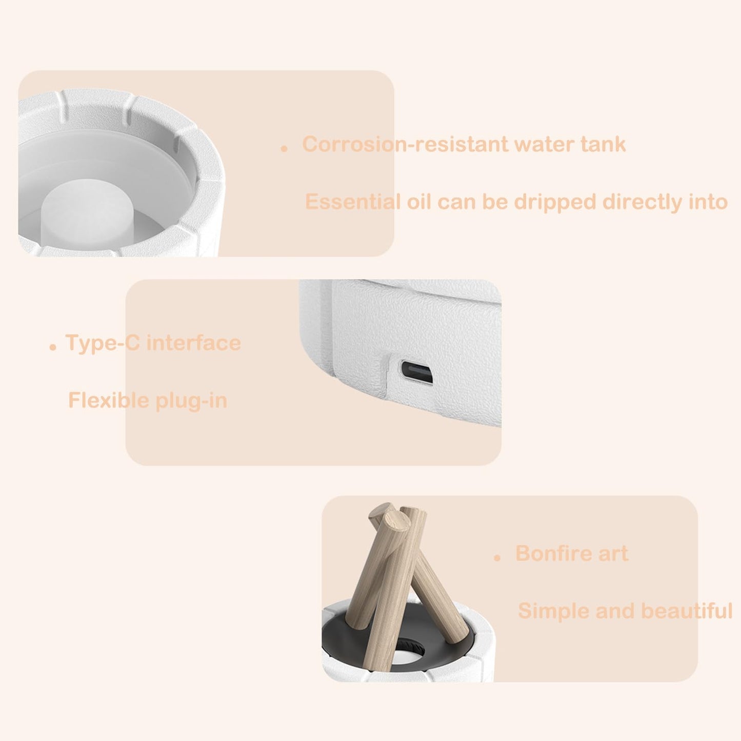 Campfire Flame Fire Humidifier, Bonfire Aromatherapy Essential Oil Diffuser