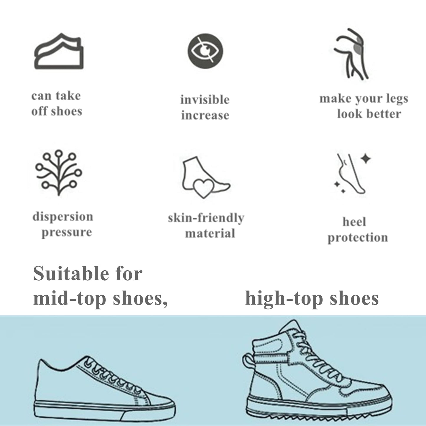 Unisex Height Increase Heels Cushion Insole